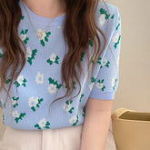 Camiseta de punto floral estilo cottagecore